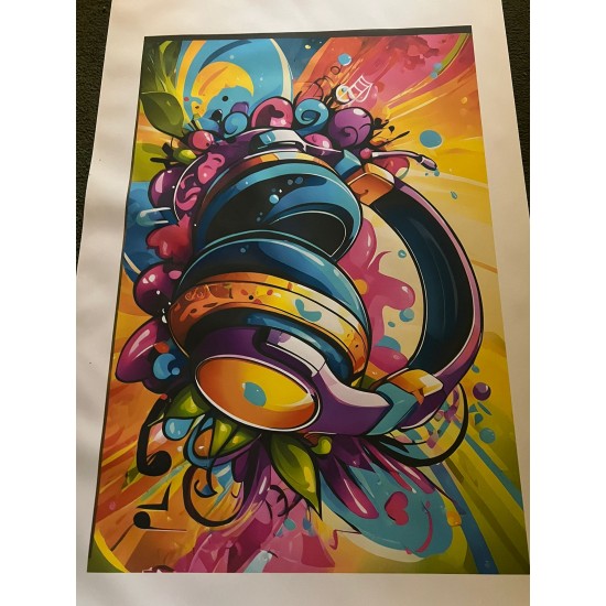 Headphones Street Art Canvas 600x700cms